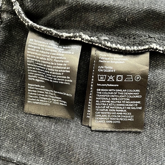 H&M Cropped Black Denim Jacket, Size XS - Picture 8 of 9